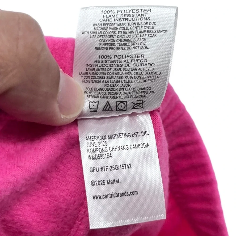 NWOT‎ Barbie Girls Pink Pajama Set 2 Piece Fleece Bow Logo Size Medium 7/8